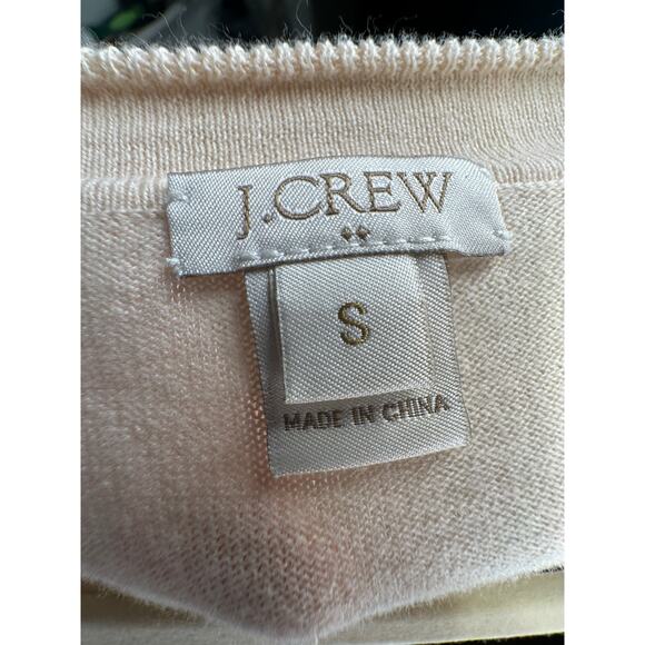 J Crew Womans S Boyfriend Sweater V-Neck 100% Cotton Cream Pullover Winter White - Picture 6 of 7